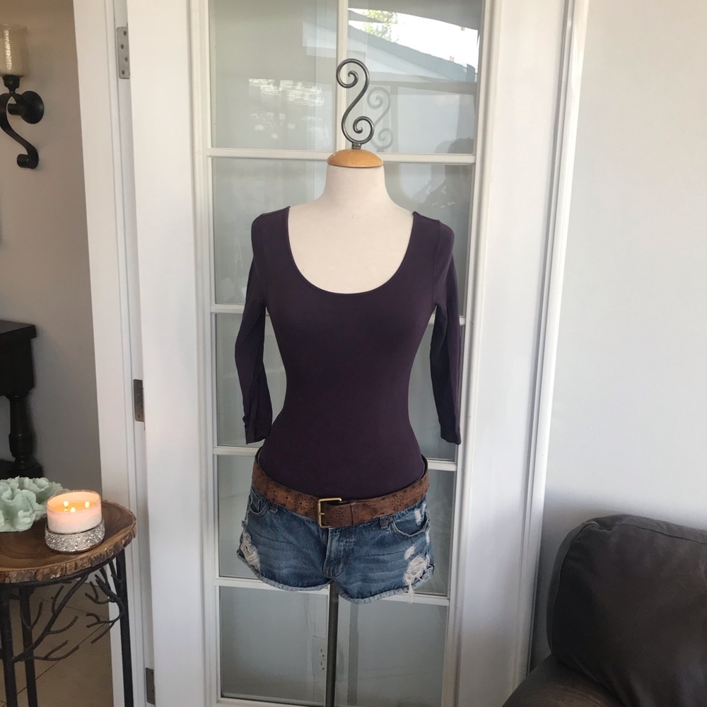 Express plunge back deep plum bodysuit
